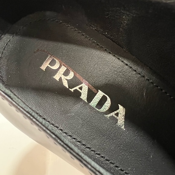 PRADA Chocolate 85mm high-heeled brushed leather loafers - Picture 9 of 13